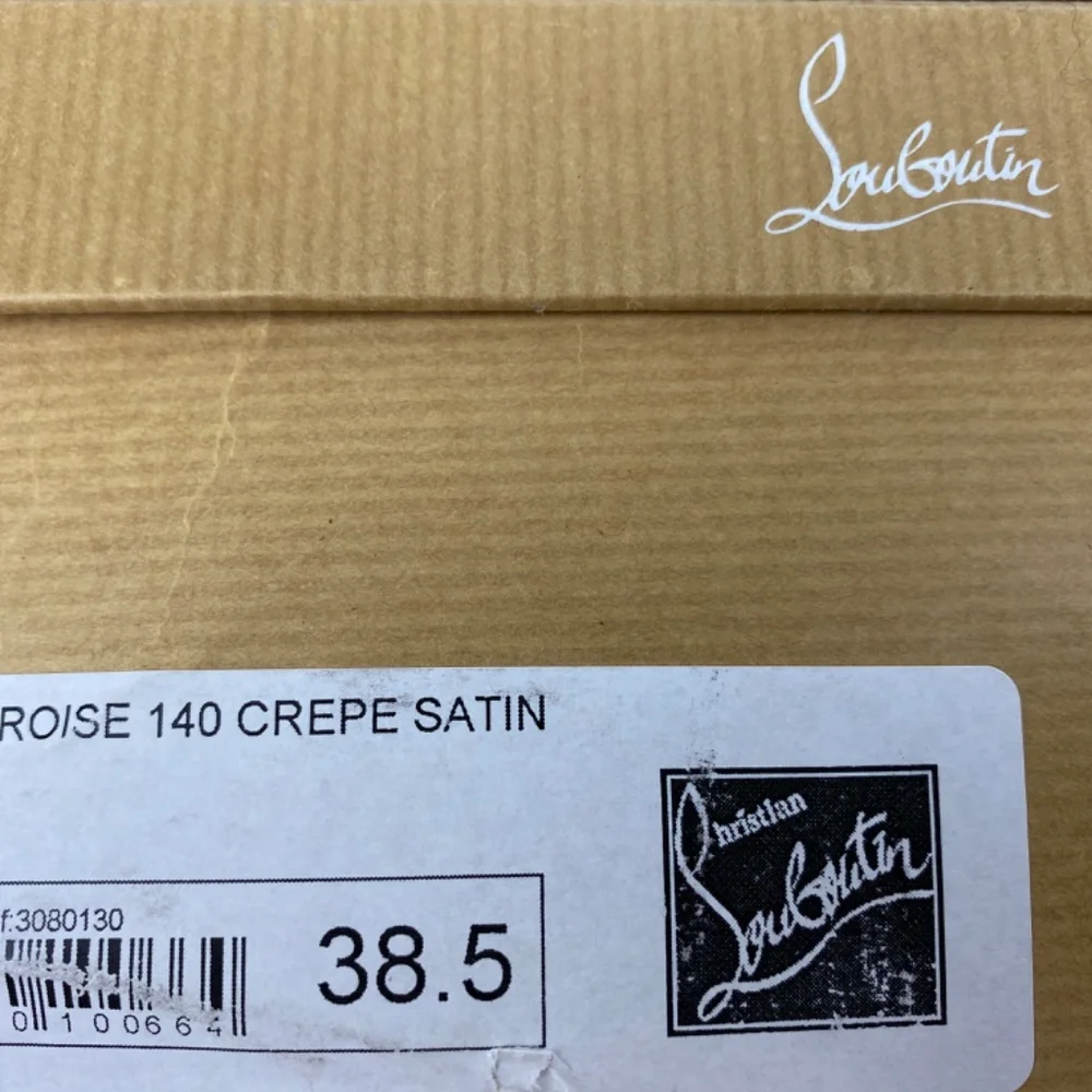 Christian Louboutin Platform Heels Very Croise Size 38.5 Black Satin Peep Toe 8 - Picture 6 of 7